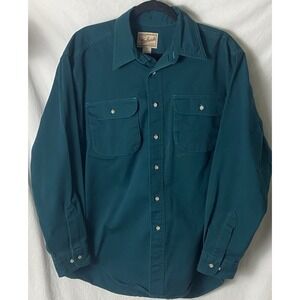 VTG Woolrich Outdoorwear Men L Heavy Twill Shirt Jacket Teal Green Rugged Chore